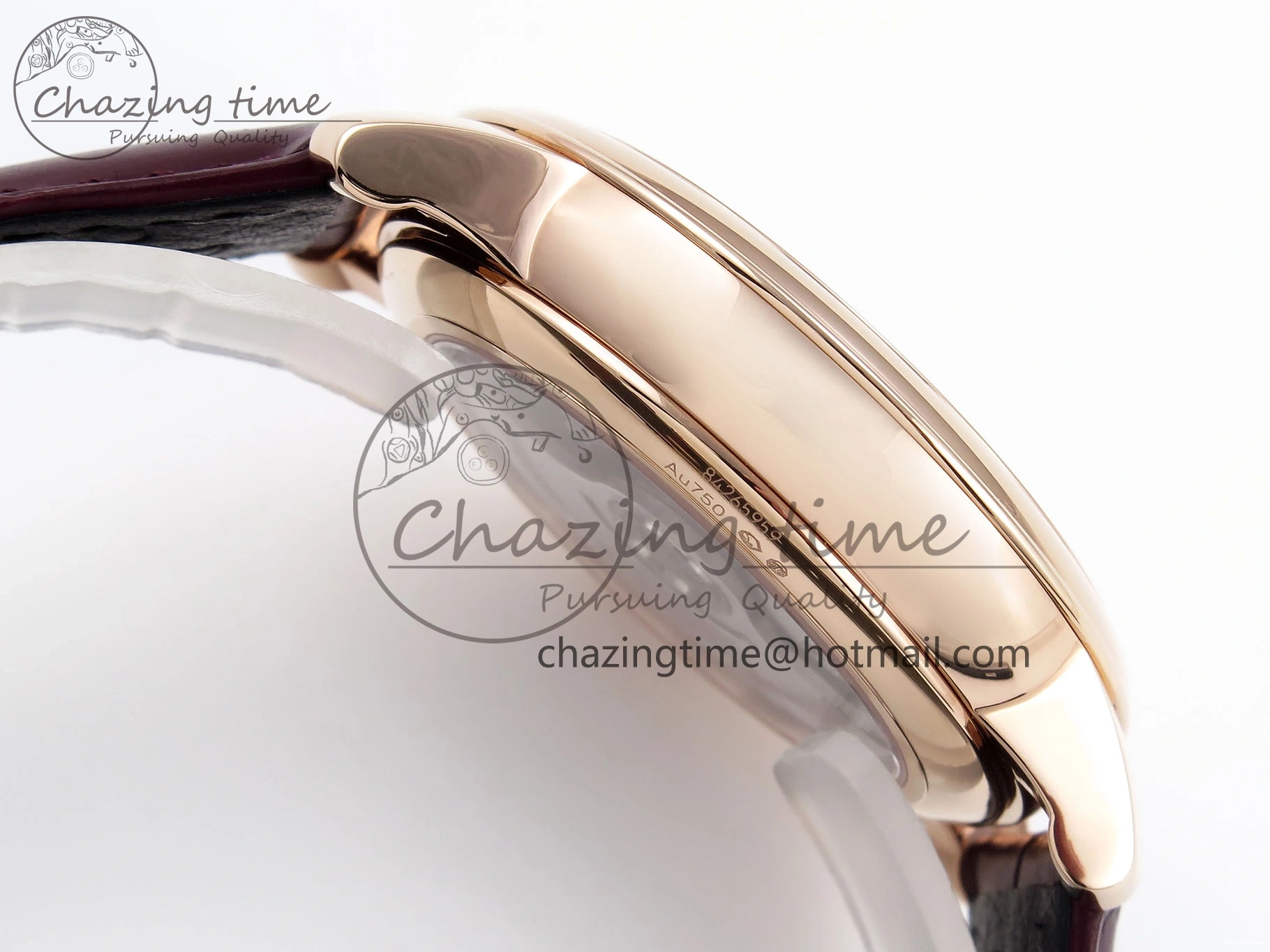 0219 Modern De Ville Date RG MKF 1:1 Best Edition White Textured Dial Roman Marker on Brown Leather Strap A 7752